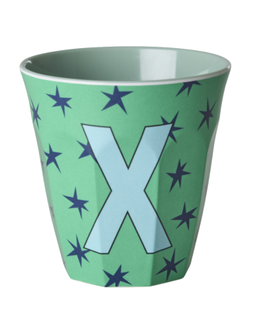 Gobelet Mélamine - Rice - Blue alphabet Star - X