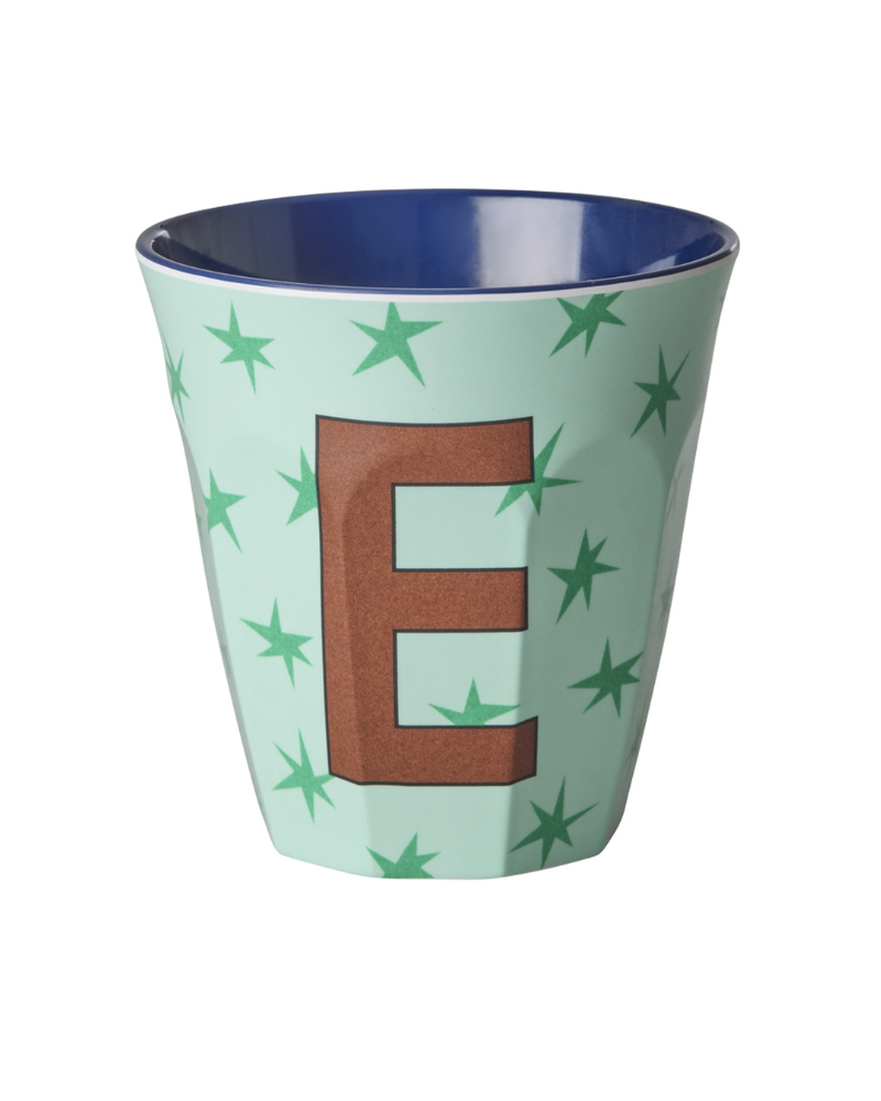 Gobelet Mélamine - Rice - Blue alphabet Star - E