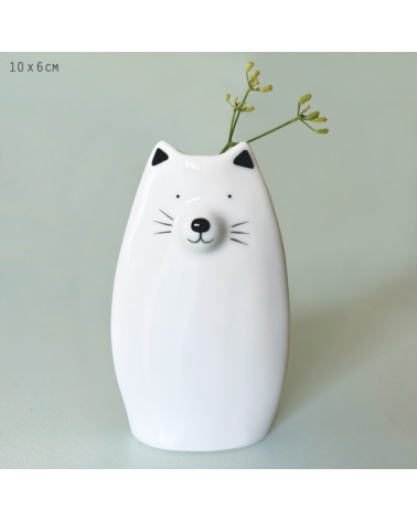 Petit vase - Chat - East of India - 10 X 6 cm