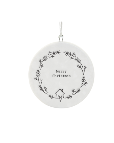 Décoration en porcelaine - Couronne Merry Christmas - East of India