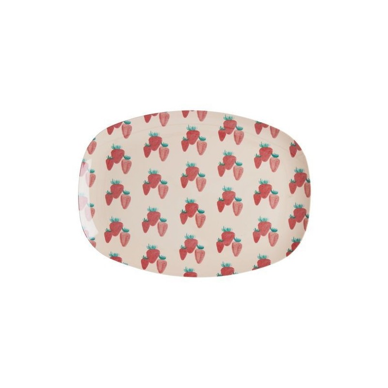 Assiette rectangulaire mélamine - Plateau Rice - Fraise