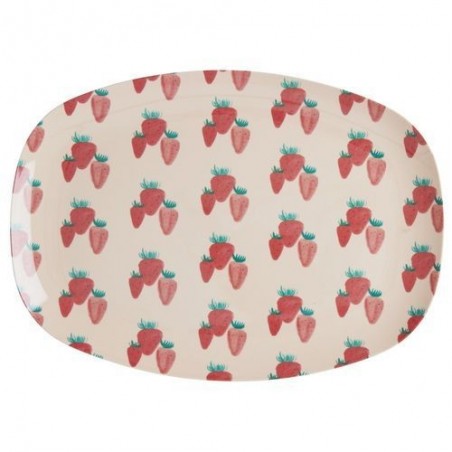 Assiette rectangulaire mélamine - Plateau Rice - Fraise