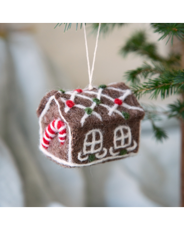 Maison en pain d'épices à suspendre - Candy cane - 6.5 cm - Gry and Sif