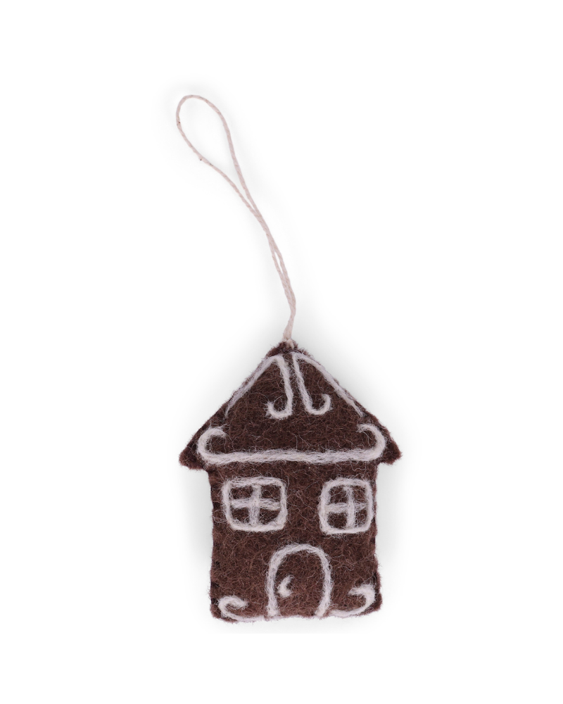 Maison en pain d'épices à suspendre -  laine bouillie - 7 cm - Gry and Sif