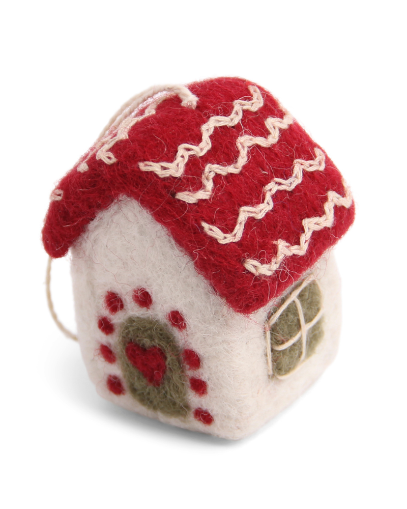 Maison de Noël à suspendre -  laine bouillie - 6 cm - Gry and Sif