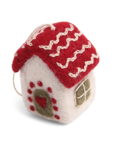 Maison de Noël à suspendre -  laine bouillie - 6 cm - Gry and Sif