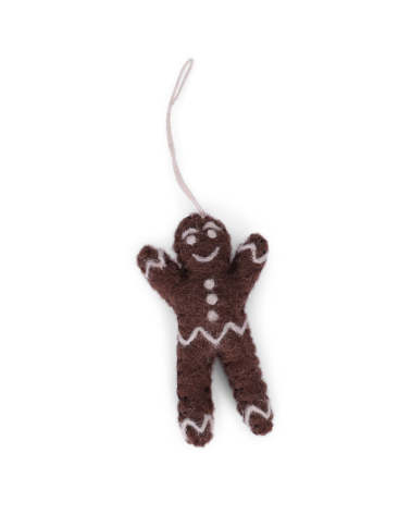 Bonhomme en pain d'épices à suspendre - laine bouillie - 8.5 cm - Gry and Sif