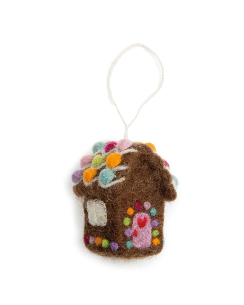 Mini maison pain d'épices à suspendre - laine bouillie - 6.5 cm - Gry and Sif - 8485119