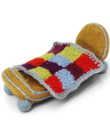Lit et couverture miniature - laine bouillie - 6 x 14 cm - Gry and Sif