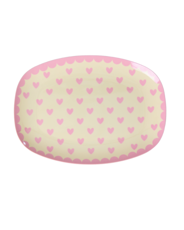 Petite assiette rectangulaire Mélamine - Favorites hearts - Dark pink - MELCP-RECFAVII