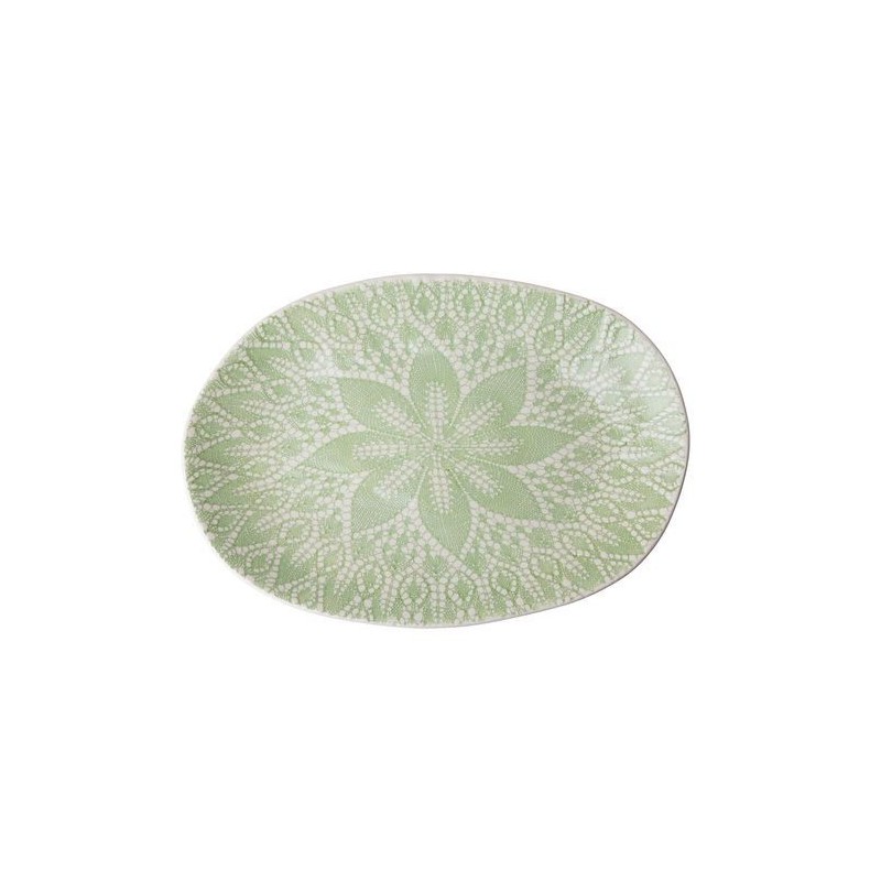 Grand plat de service - Rice - Dentelle bosselée - Pastel green