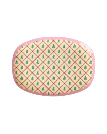 Petite assiette rectangulaire Mélamine - Diamond Christmas Tree - crème