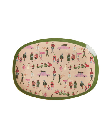 Petite assiette rectangulaire Mélamine - Holiday print - crème