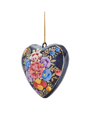 Boule coeur décorative - Bohème bleue foncée - Papier mâché - Madam Stoltz