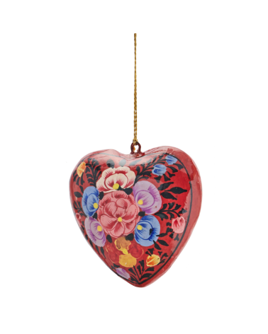 Boule coeur décorative - Bohème rouge - Papier mâché - Madam Stoltz