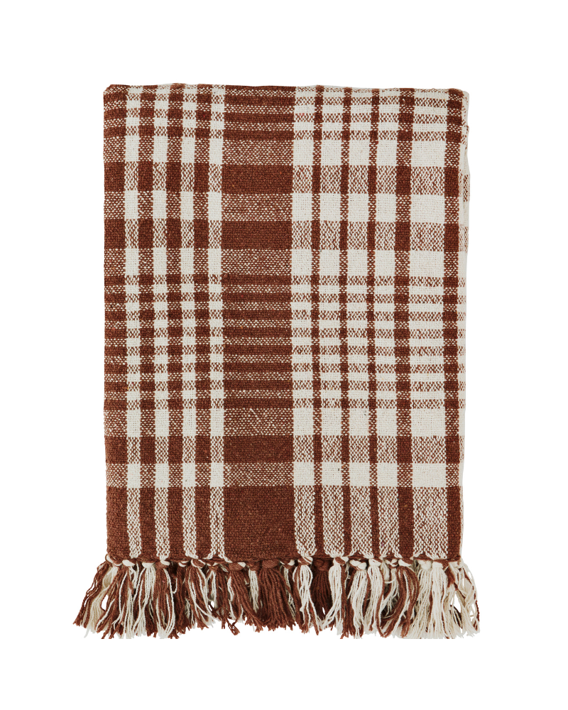 Jeté de lit - Couverture 175 X 125 cm - Madam Stoltz - Check Chocolate