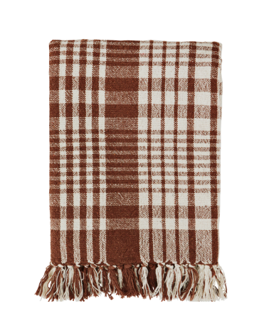Jeté de lit - Couverture 175 X 125 cm - Madam Stoltz - Check Chocolate