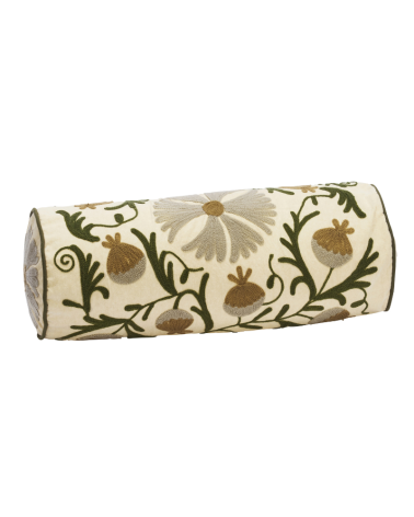 Traversin Suzani - Bolter brodé - 20 x 55 cm - écru - Madam Stoltz