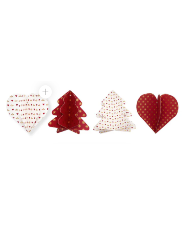 Lot de 4 décorations en papier - Red Christmas - Greengate - XMAPAD4PALYP0106