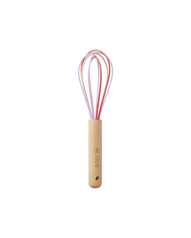 Petit fouet en silicone - Rice - rose et rouge