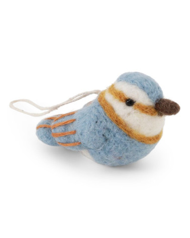 Oiseau Spinus bleu en laine bouillie - Gry and Sif - 18016
