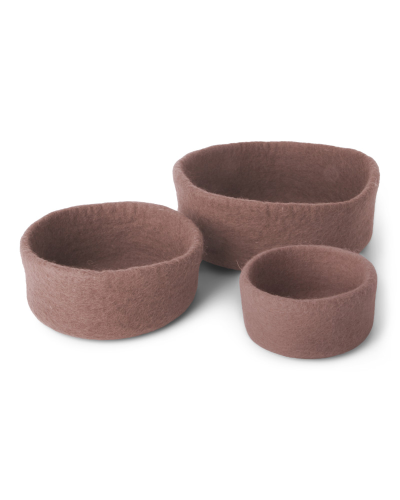 Set de 3 corbeilles - Laine bouille - Lavande - Gry and Sif