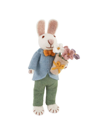 Bunny lapin en laine bouillie - medium - Gry and Sif - white - 80916