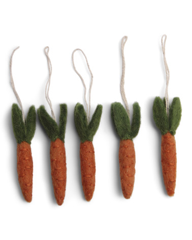 Lot de 5 petites carottes à suspendre en laine bouillie - Gry and Sif - 16013