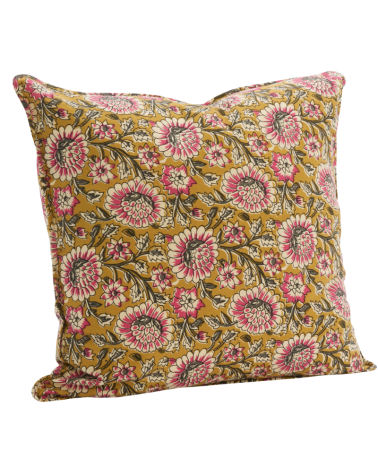 Housse de coussin - 50 X 50 cm - Moutarde et rose - Madam Stoltz
