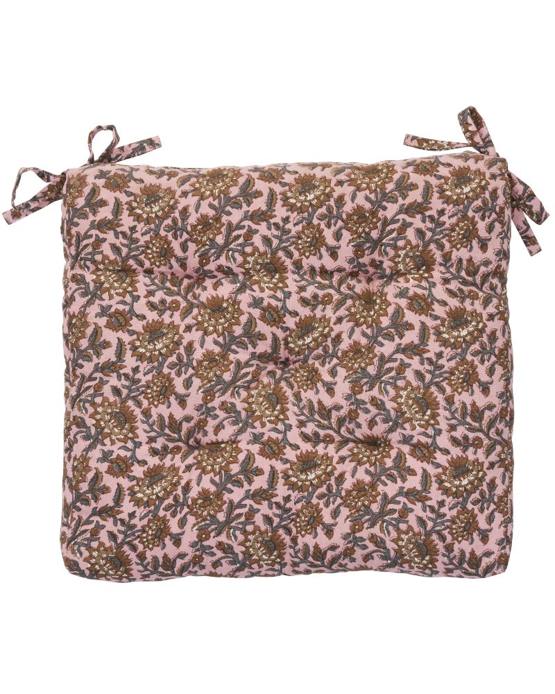 Coussin de chaise - 45 X 45 cm - Madam Stoltz - nougat et vieux rose