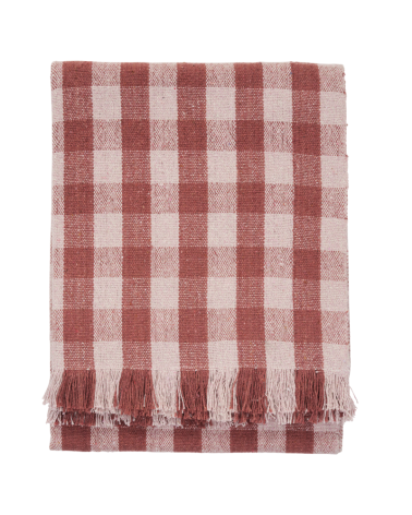 Jeté de lit - Couverture 175 X 125 cm - Madam Stoltz - Check Old rose