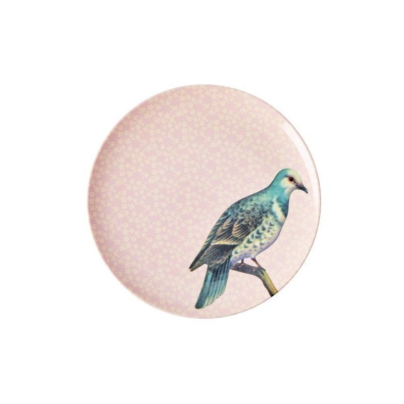 Assiette à dessert - Mélamine - Rice - Vintage Bird - Soft pink