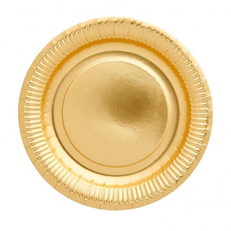 Lot de 8 assiettes en carton - Rice - Gold