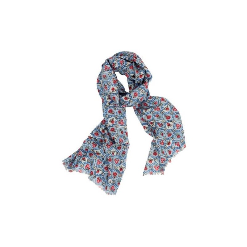 Foulard floral en laine entrelacée Pip Studio - Bleu