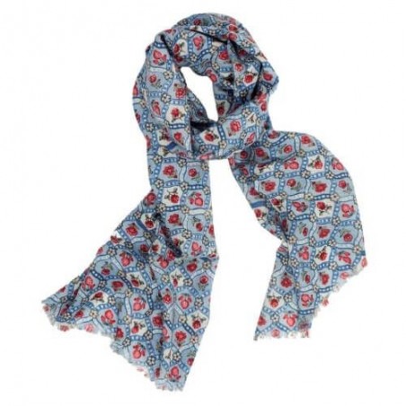 Foulard floral en laine entrelacée Pip Studio - Bleu