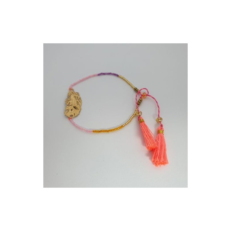 Bracelet perles Plume - Rose et or - Nusa Dua