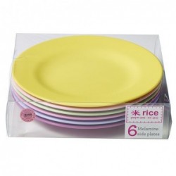 Lot de 6 assiettes à dessert multicolores  - Girly Colors - Rice - Diam 16cm