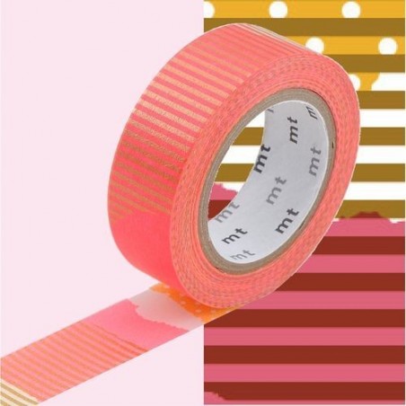 Masking tape - MT - pois rayures ocre et rose tsugihagi