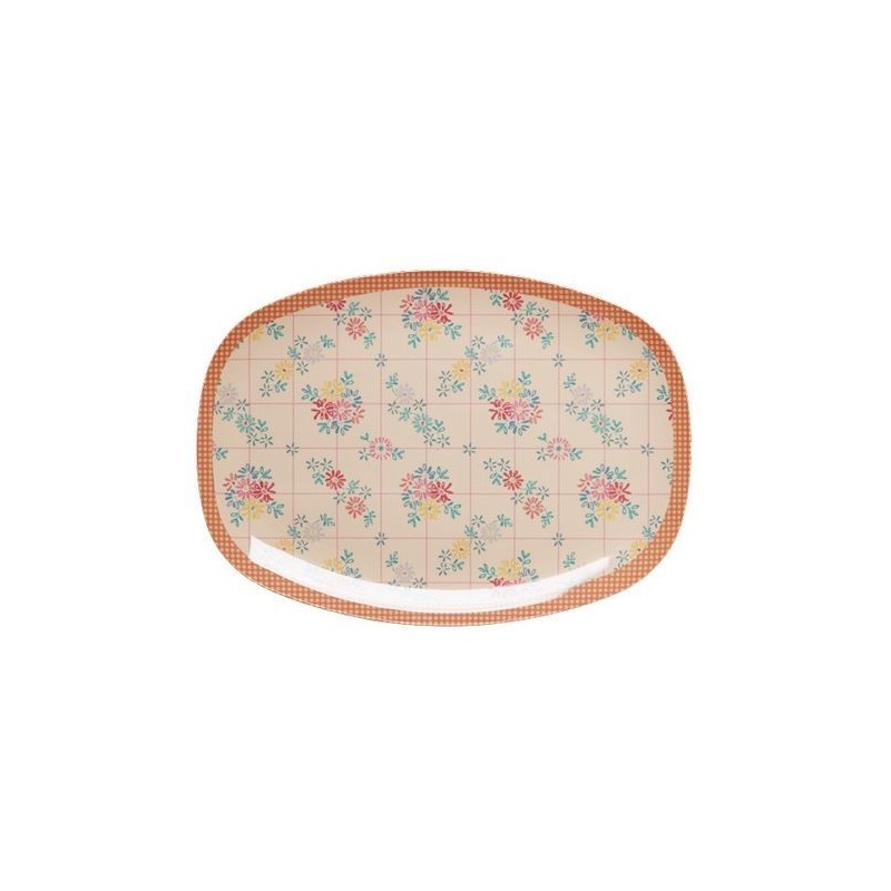 Assiette rectangulaire Mélamine - Plateau Rice - Embroidered flower