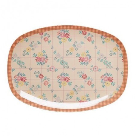 Assiette rectangulaire Mélamine - Plateau Rice - Embroidered flower